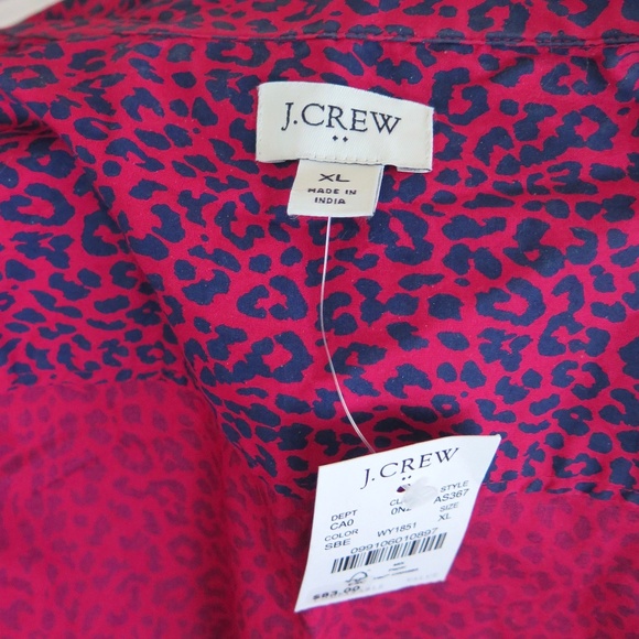 NWT J Crew Factory Shirt Women's XL - Small Leopard Print Fuchsia/Purple Cotton - Picture 4 of 8